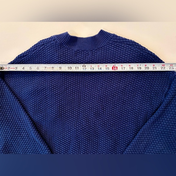 aerie 100% Cotton Waffle Knit Letter A Varsity Navy Cardigan Medium V Neck - Picture 7 of 11